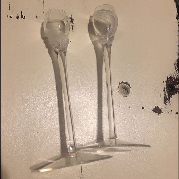 Candle holders long stem candlestick glass - Picture 2 of 3